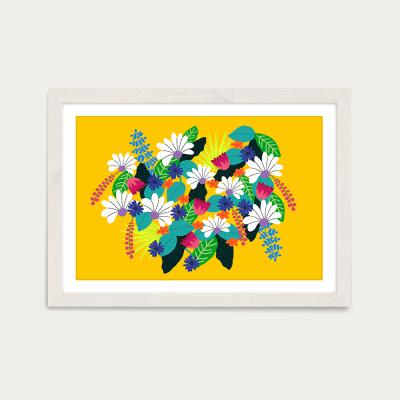 Bombinate.com Tropical Flowers Art Print White Frame