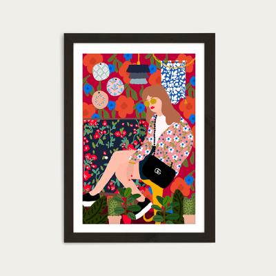 Bombinate.com Waiting in My Living Room Art Print Black Frame
