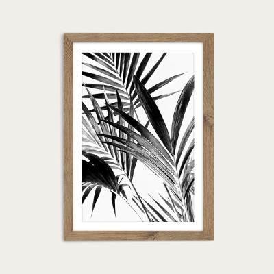 Bombinate.com Palm Leaves Black and White 2 Art Print Oak Frame