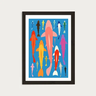 Bombinate.com Koi Gang Art Print Black Frame