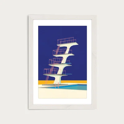 Bombinate.com Diving Tower Art Print White Frame