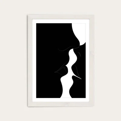 Bombinate.com White Frame Just a Little Kiss Black Art Print