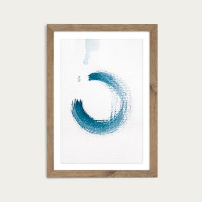 Bombinate.com Aquarelle Meets Pencil – Circle Art Print Oak Frame