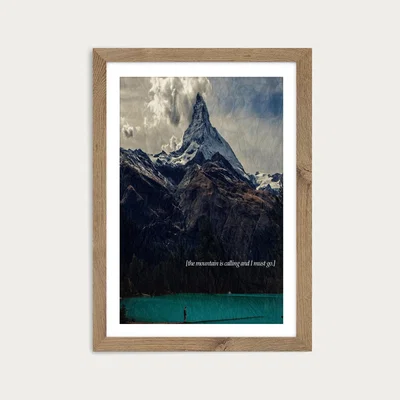 Bombinate.com The Mountain Is Calling Art Print Oak Frame
