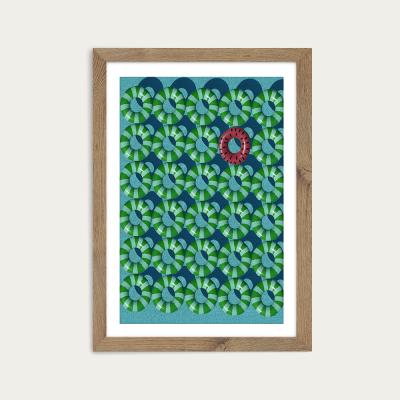 Bombinate.com Pool Red Art Print Oak Frame