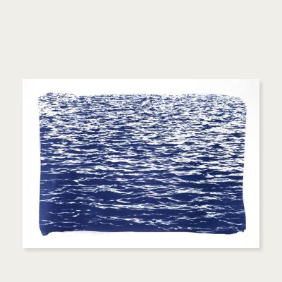 Bombinate.com Mediterranean Blue Sea Waves Handmade Cyanotype Art Print