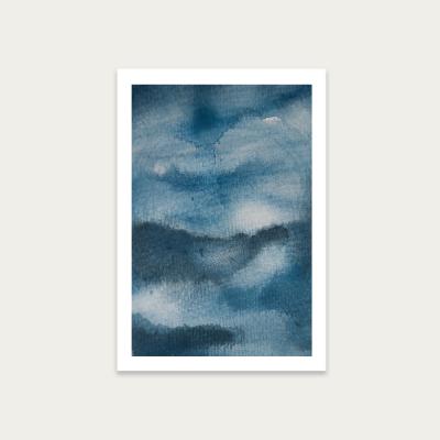 Bombinate.com Aquarelle Meets Pencil - Ink Clouds Art Print Unframed