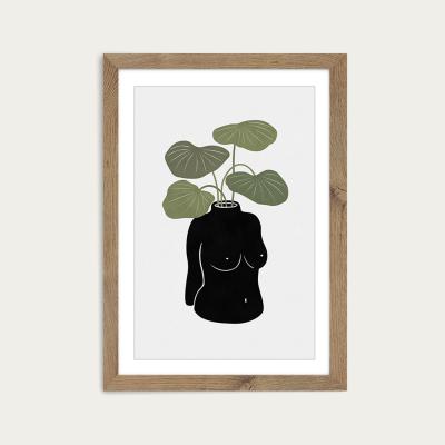 Bombinate.com Boob Tanical Vase Art Print Oak Frame