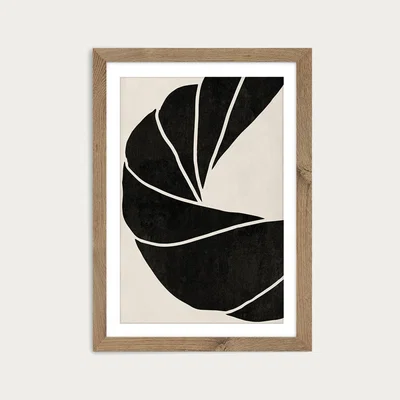 Bombinate.com Twined 01 Black Art Print Oak Frame
