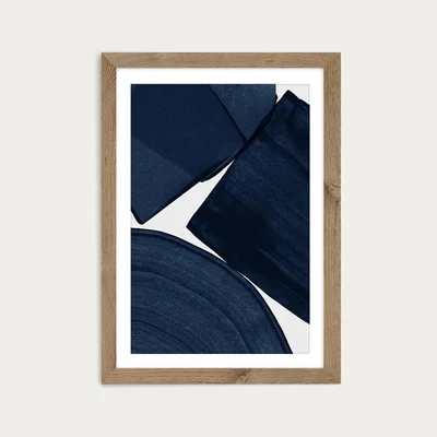 Bombinate.com Minimalist Painting Blue II Art Print Oak Frame