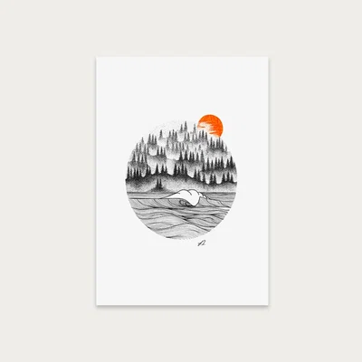 Bombinate.com Dotwork Sunrise Art Print Unframed