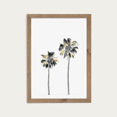Bombinate.com Palm Tree Black White and Gold 1 Art Print Oak Frame