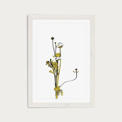 Bombinate.com Flower Minimal Black and Gold 8 Art Print White Frame