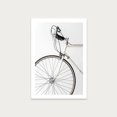 Bombinate.com White Minimal Bicycle Love Art Print Unframed