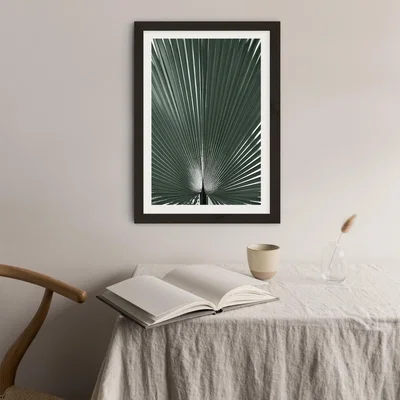 Bombinate.com Blue Green Grafic Palm Leaf Art Print Black Frame