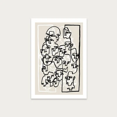 Bombinate.com Face Book III Beige Art Print Unframed
