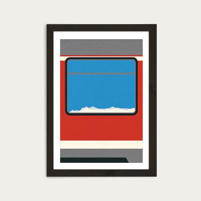 Bombinate.com Red Train Art Print Black Frame