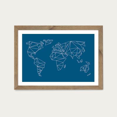 Bombinate.com Geometrical World – Indigo Art Print Oak Frame