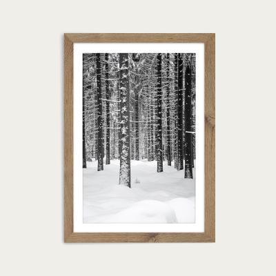 Bombinate.com Deep Dark White Forest Art Print Oak Frame