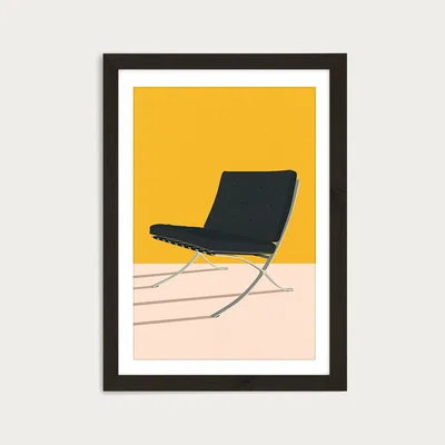 Bombinate.com Barcelona Chair by Mies van der Rohe Art Print Black Frame