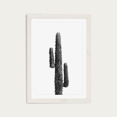 Bombinate.com Cactus Black and White 1 Art Print White Frame