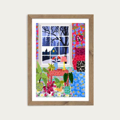 Bombinate.com Cozy Place Art Print Oak Frame