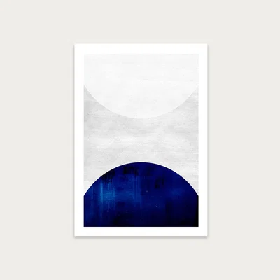 Bombinate.com White and Cobalt Art Print Unframed