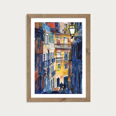 Bombinate.com Lisbon Art Print Oak Frame