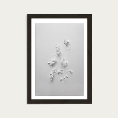 Bombinate.com White Minimal Flowers Art Print Black Frame
