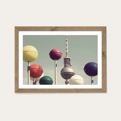 Bombinate.com Kugeln 02 Art Print Oak Frame