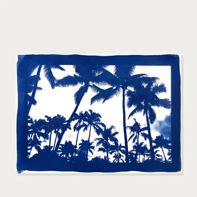 Bombinate.com Acapulco Palm Sunset Handmade Cyanotype Art Print