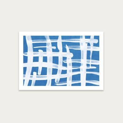 Bombinate.com Abstract Lines Blue and White 02 Art Print Unframed