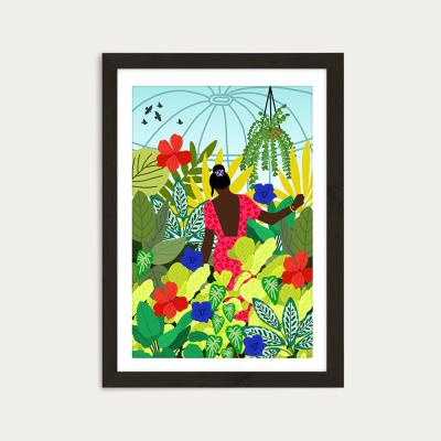 Bombinate.com Walking In My Greenhouse Art Print Black Frame