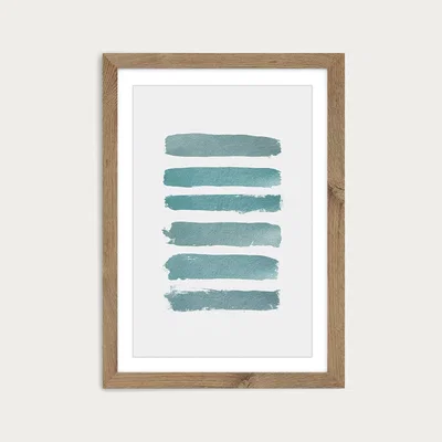 Bombinate.com Ombre Turquoise Art Print Oak Frame