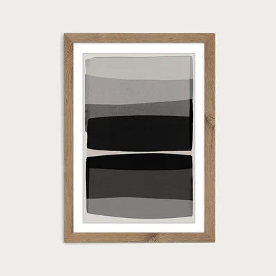 Bombinate.com Modern Black and White Art Print Oak Frame