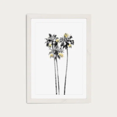 Bombinate.com Palm Tree Black White and Gold 3 Art Print White Frame