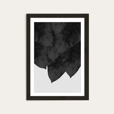 Bombinate.com Banana Leaf Black & White Art Print Black Frame