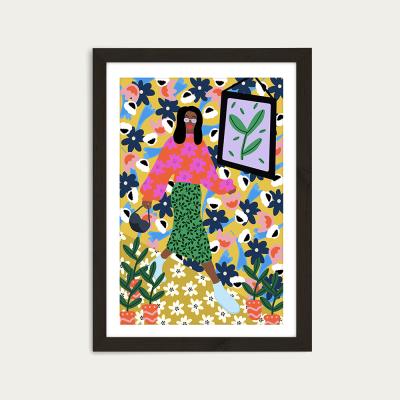 Bombinate.com I'm Waking Up Happy Everyday Art Print Black Frame