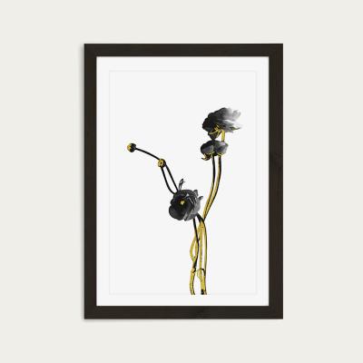 Bombinate.com Flower Minimal Black and Gold 4 Art Print Black Frame
