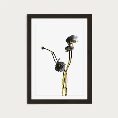 Bombinate.com Flower Minimal Black and Gold 4 Art Print Black Frame