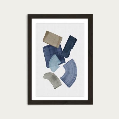 Bombinate.com Blue & Brown Paint Blocks Art Print Black Frame