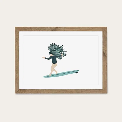 Bombinate.com Watergirl Art Print Oak Frame