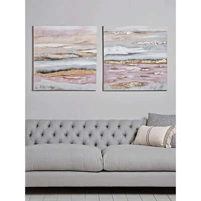 Cox and Cox Two Blush & Gold Canvases