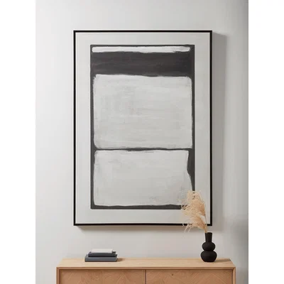 Cox and Cox NEW Monochrome Blocks Abstract Framed Canvas