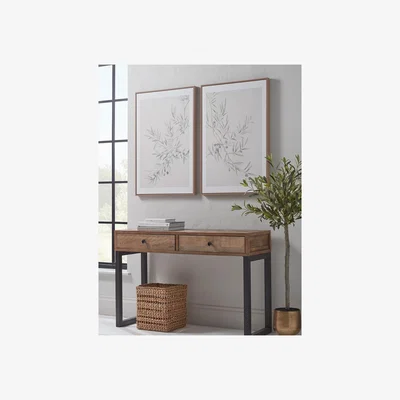 Cox and Cox Two Framed Olive Canvases