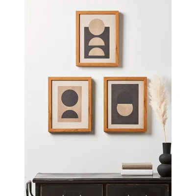 Cox and Cox NEW Three Monochrome Geometric Framed Prints