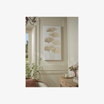 Cox and Cox Golden Gingko Leaf Canvas