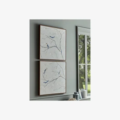 Cox and Cox Two Framed Bird Canvases