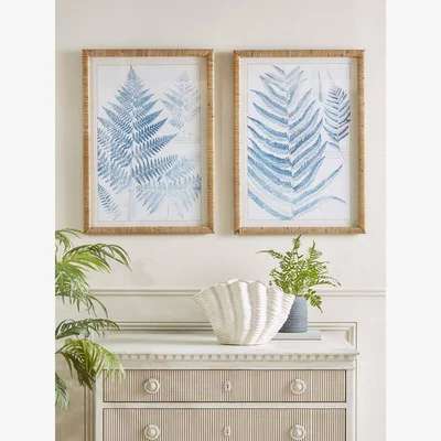 Cox and Cox Two Blue Fern Framed Prints