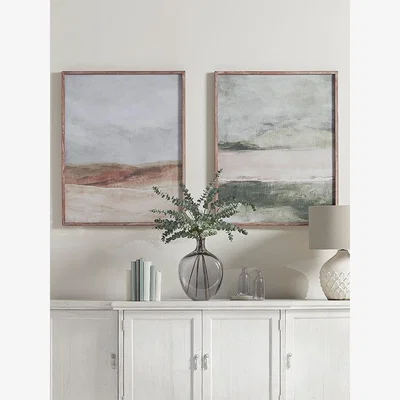 Cox and Cox Two Abstract Landscape Framed Canvases